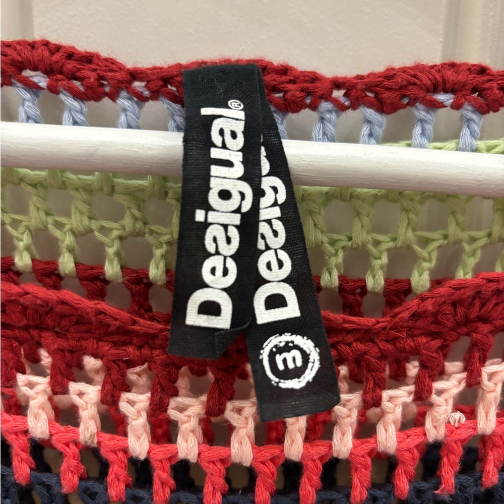 Desigual Striped Colorful Crocheted Sweater M - Picture 6 of 12